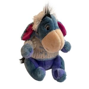 Disney Store Eeyore Plush Winter Sweater Snowflake Hat Winnie the Pooh Donkey